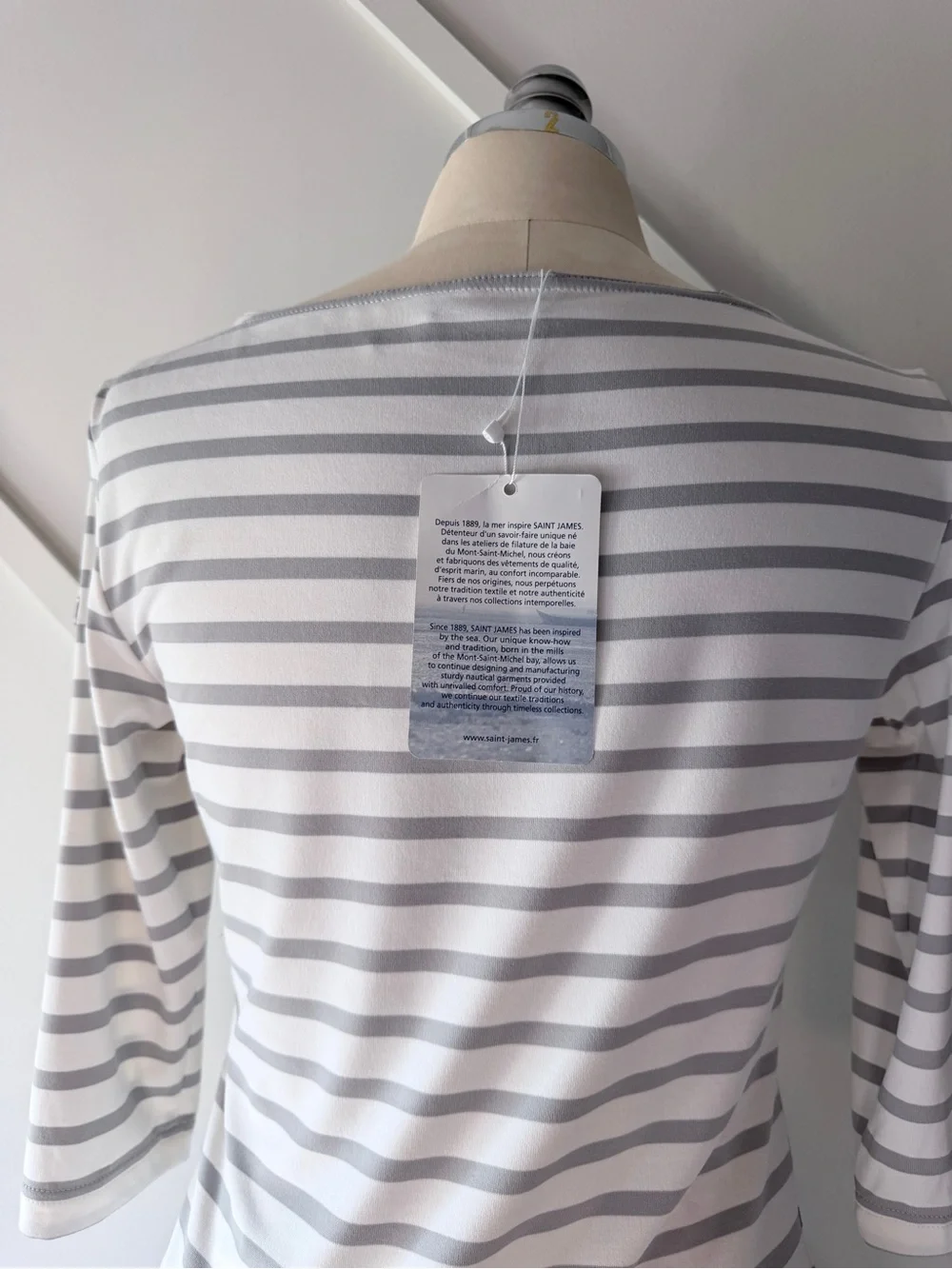 Saint James Breton Stripe Top NWT Size 4 White Grey French Sailor Shirt - Picture 8 of 13